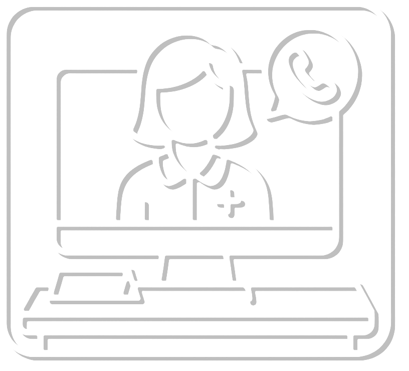 A female front-desk officer visible on the screen which is placed on a desk